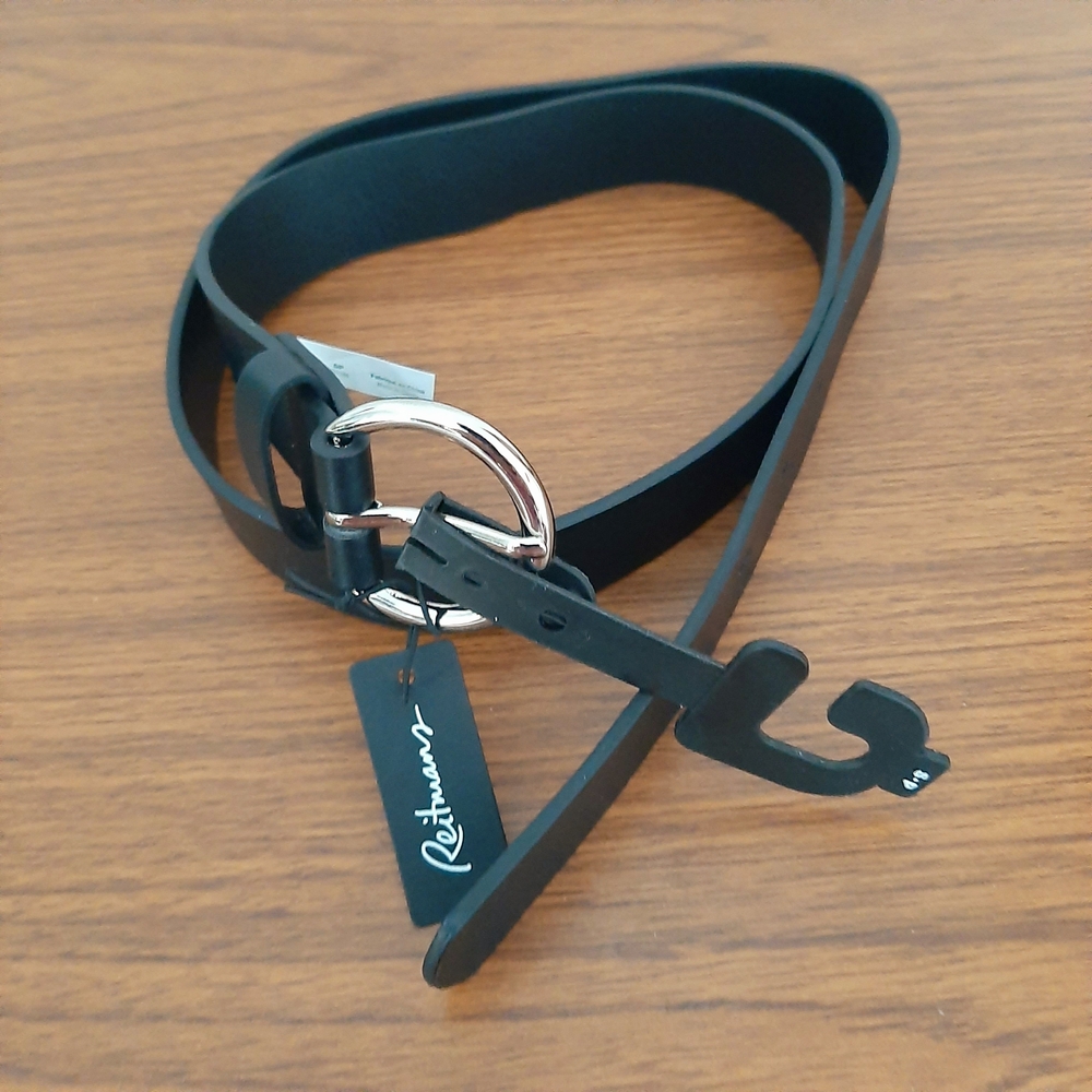 Reitmans Black Belt with Silver Buckle